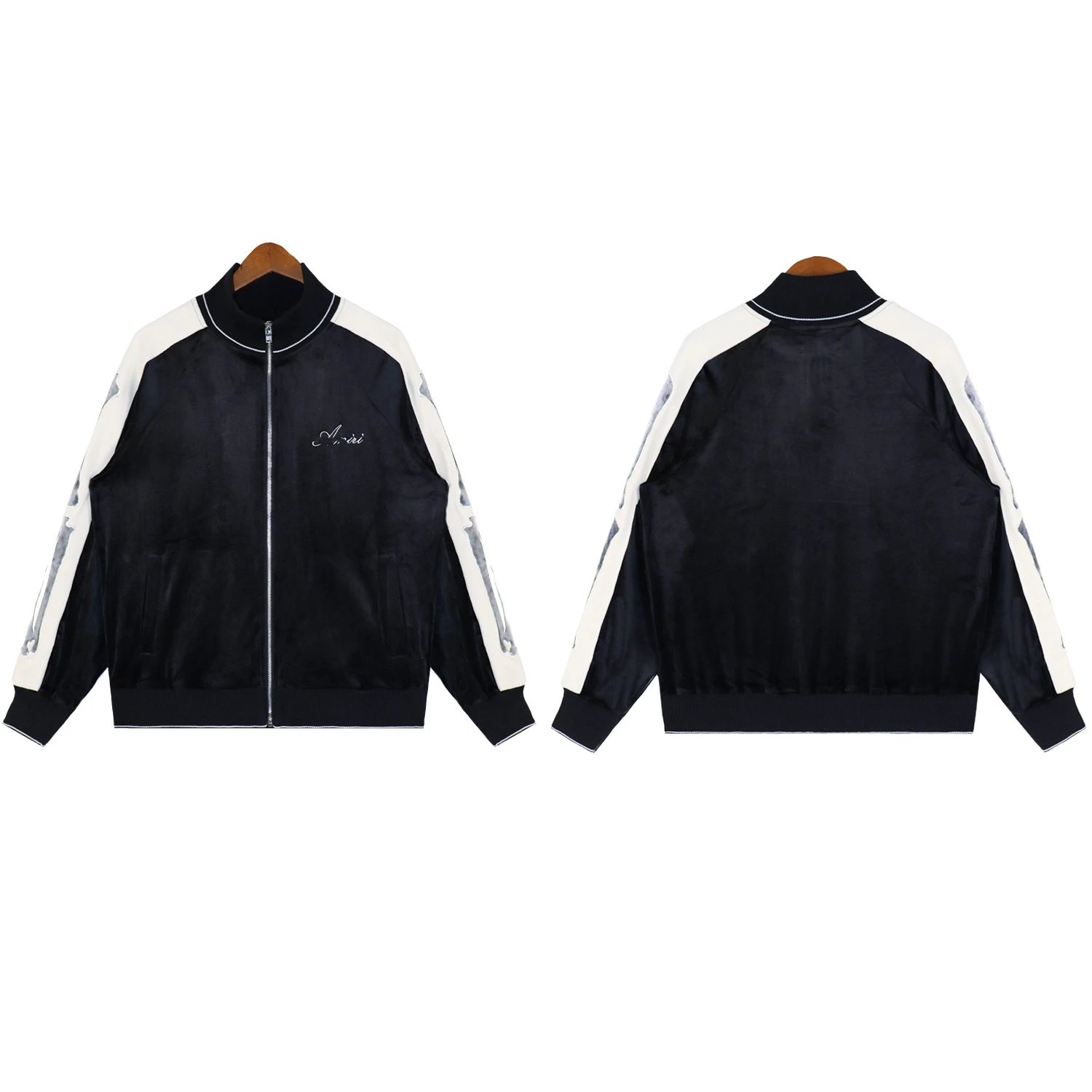 Amiri Skeleton Stripe Track Jacket Black Silver Outerwear - 14