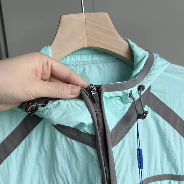 Design HWH GERA Windbreaker Jacket in Light Gray with Lavender Trim Outerwear.windbreaker - 12