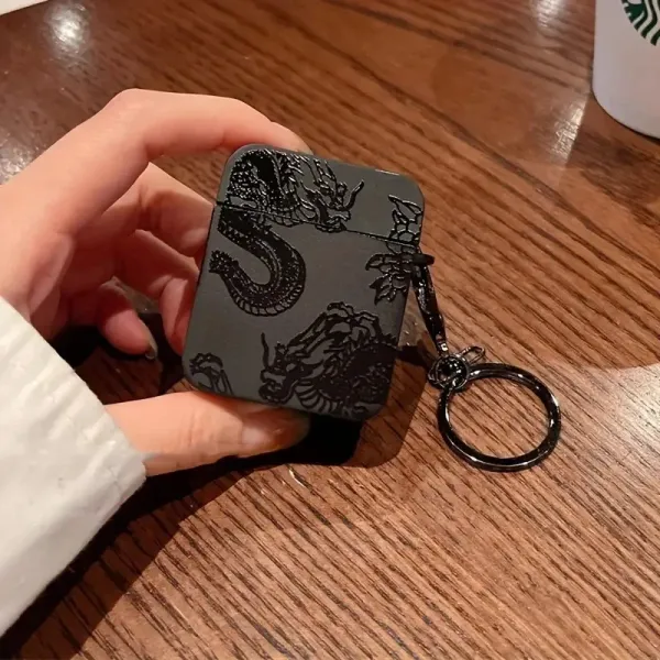 Design Dragon-Embossed AirPods Case Black Accessories Phone Accessories - 5