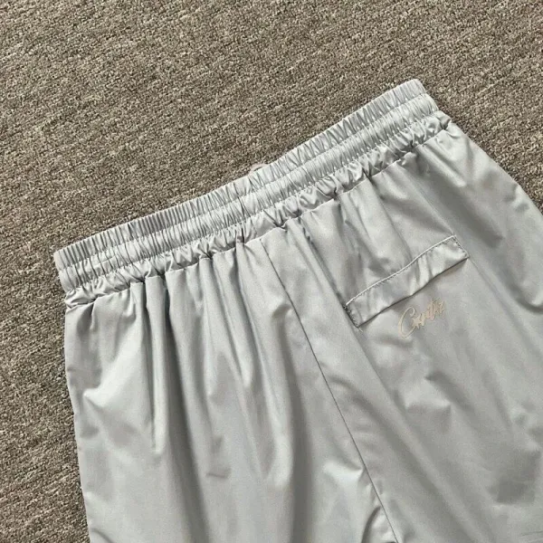 Design Mesh Panel Track Shorts Gray with Yellow and Black Stripe - 20