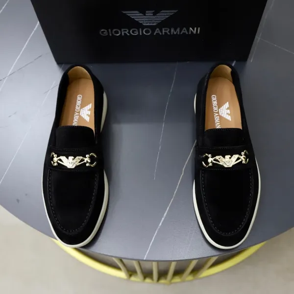 Giorgio Armani Loafer in Navy Suede with Eagle Buckle - 13