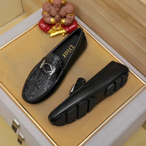 Dior Oblique Embossed Loafer Black Leather Loafers - 6