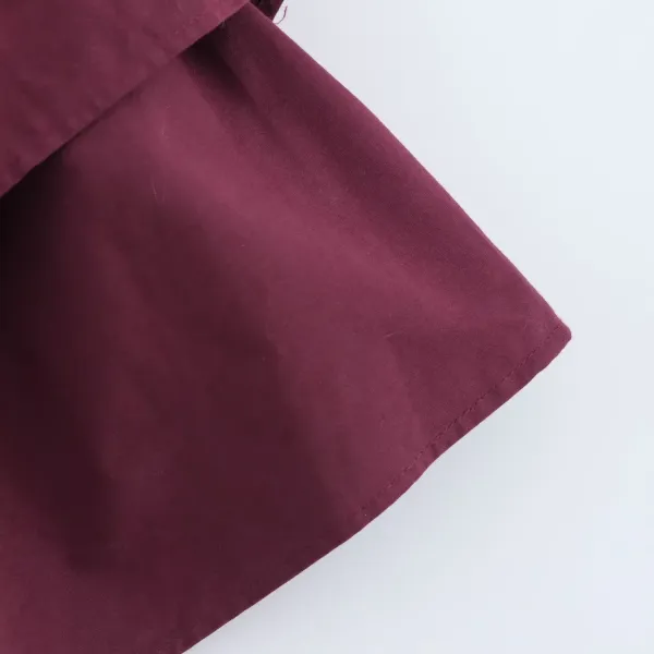 Design Ruffled Hem Long Sleeve Dress Red - 21