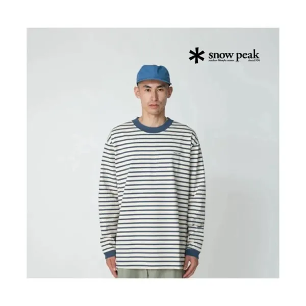 Arc'teryx Snow Peak Base Layer T-Shirt Gray and Striped Beige / Blue T-Shirts - 5