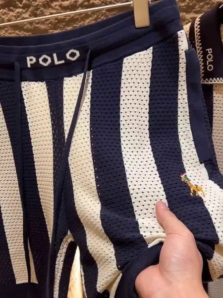 Polo Ralph Lauren Striped Mesh Shorts Navy and White - 7