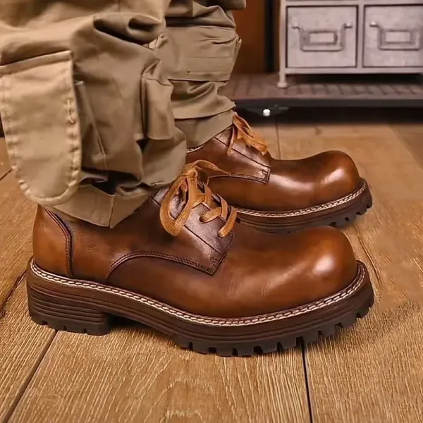 Design Work Boot Brown Leather Lace-Up Boots - 5