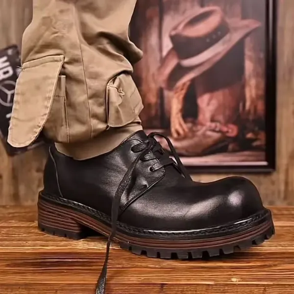 Design Work Boot Brown Leather Lace-Up Boots - 8