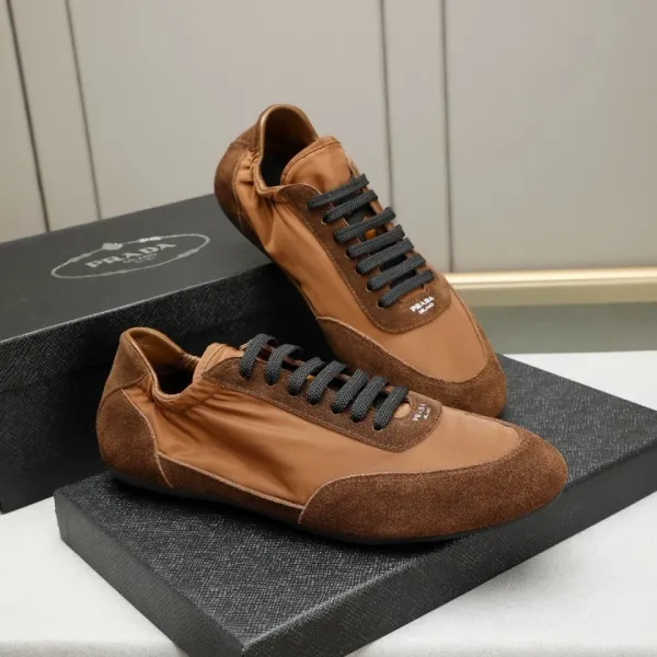 Prada Re-Nylon Low-Top Sneakers Brown Suede and Nylon - 1