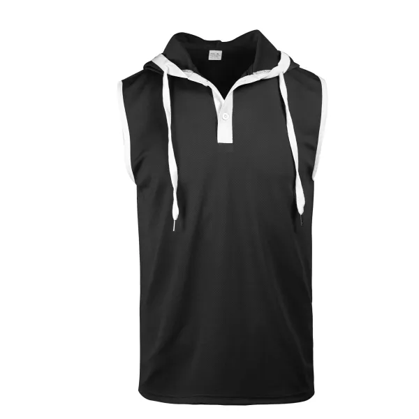 Design Sleeveless Hooded Waffle-Knit Vest Top White - 27