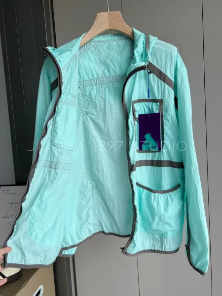 Design HWH GERA Windbreaker Jacket in Light Gray with Lavender Trim Outerwear.windbreaker - 8
