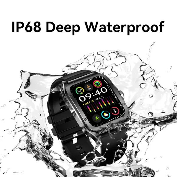 Design Smartwatch with Brown Leather Strap Black Case - 10