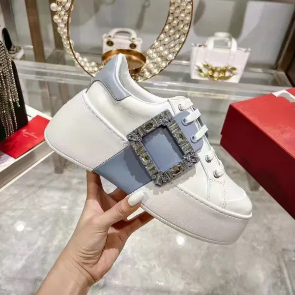Hogan H222 Platform Sneakers White and Lilac Chunky Sneakers - 5