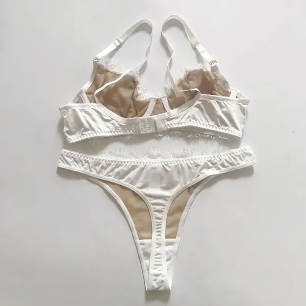 Design Black Floral Lace Demi-Cup Bra Underwear - 13
