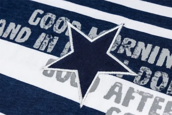 Design Striped Graphic Tee Navy and White T-Shirt - 13
