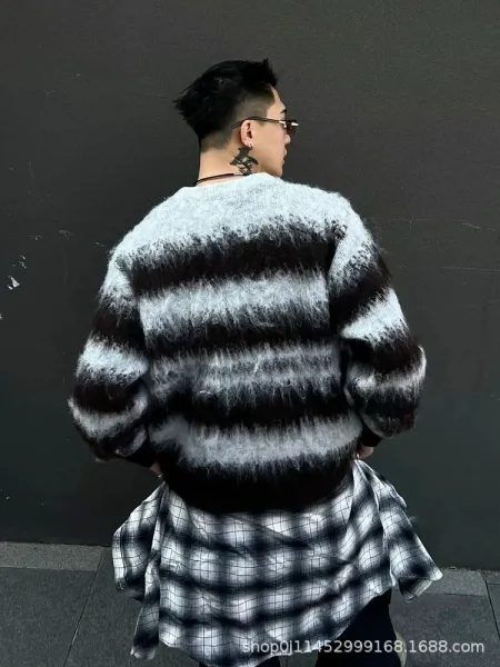 Maison Margiela Striped Mohair Sweater with Embellishments Multicolor Sweater - 4
