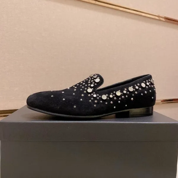 Valentino Rockstud Suede Loafers Black - 1