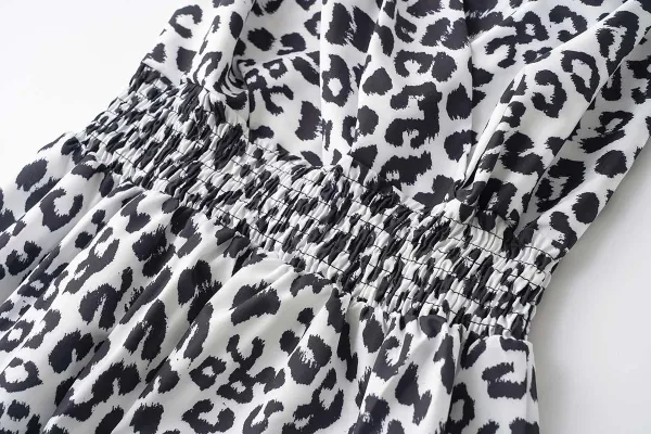 Design Tropical Leaf Print Wrap Midi Dress - 7
