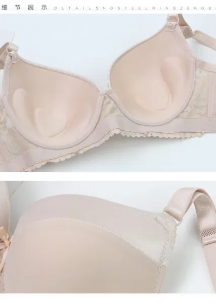 Design Lace Trim Satin Underwire Bra in Dusty Rose Underwear - 15