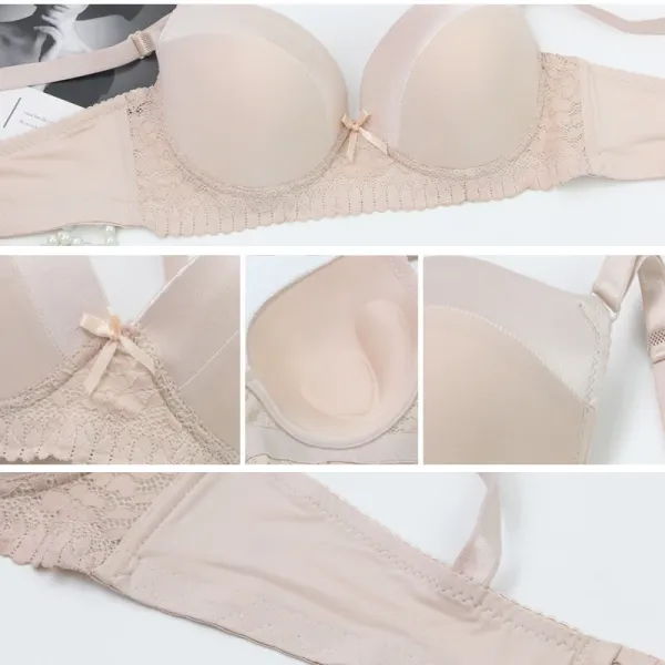 Design Lace Trim Satin Underwire Bra in Dusty Rose Underwear - 16