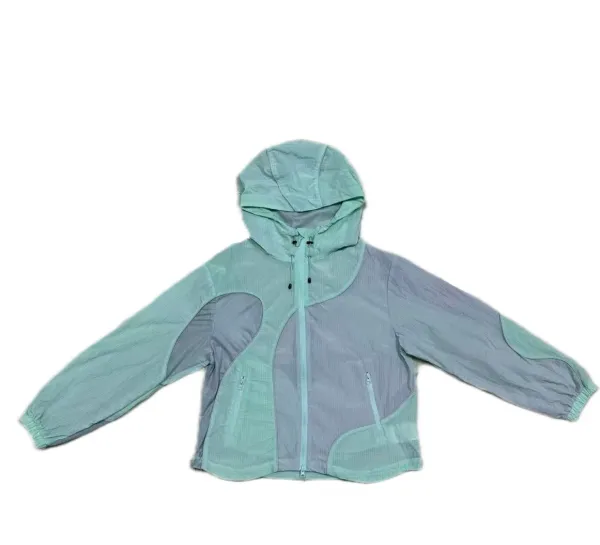 Design Windbreaker Jacket Purple and Gray Color-Block Hooded Outerwear - 9