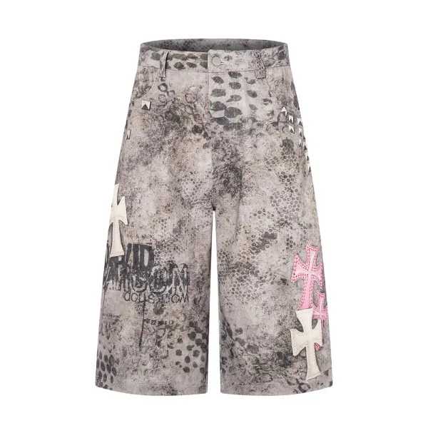 Chrome Hearts Distressed Print Shorts Gray - 3