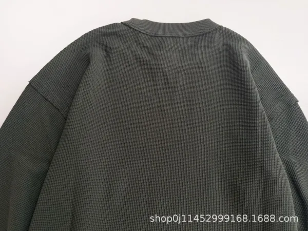 Telfar Thermal Waffle Knit Crewneck Sweatshirt Olive Green Sweater - 6