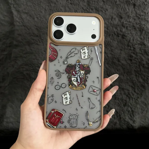 Design Harry Potter Gryffindor House Motif Clear Phone Case with Brown Bumper Phone Case - 1