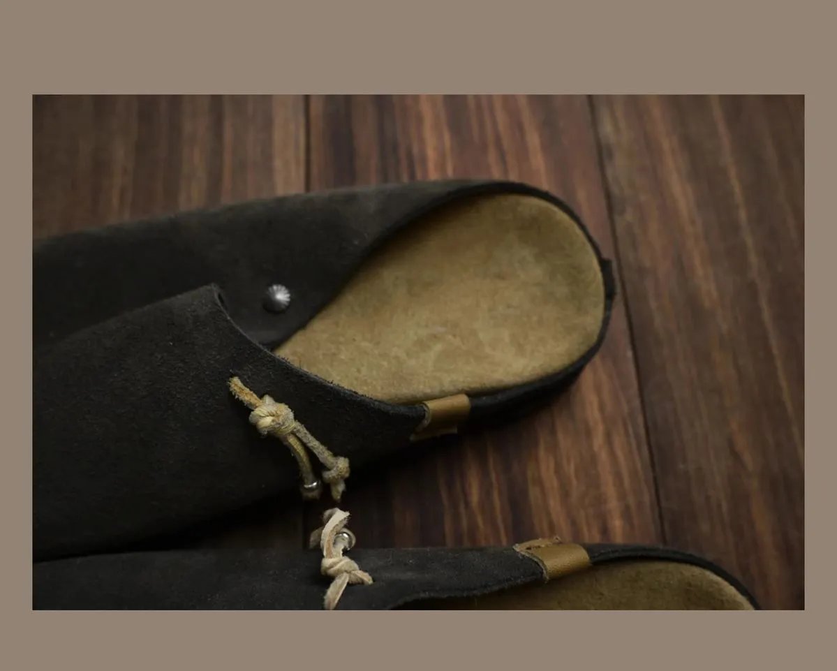 Design Suede Mule Slippers Beige Casual Shoes - 8