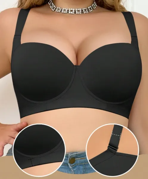 Design Push-Up Bra Black Seamless Underwire-Free Bra Underwear - 10