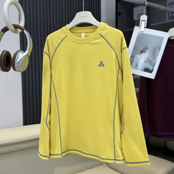 Alo Yoga Long Sleeve Base Layer White with Yellow Stitching - 12