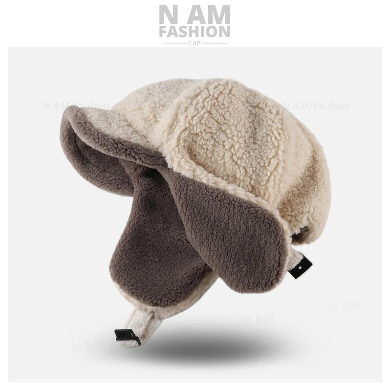 Design N AM Fashion Aviator-Style Fleece Hat Black Hats - 6