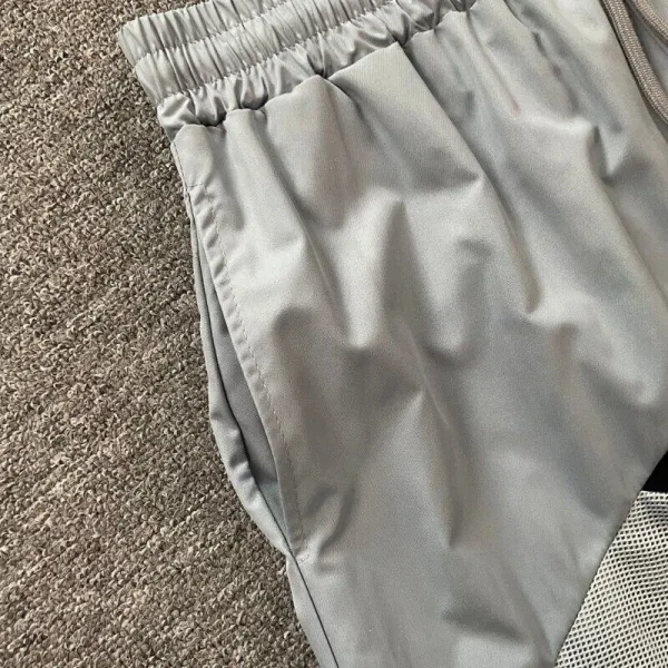 Design Mesh Panel Track Shorts Gray with Yellow and Black Stripe - 24
