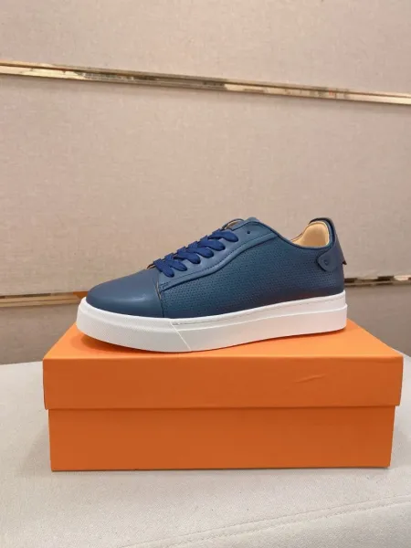 Design Santoni Perforated Leather Sneakers Navy Blue Sneakers - 4