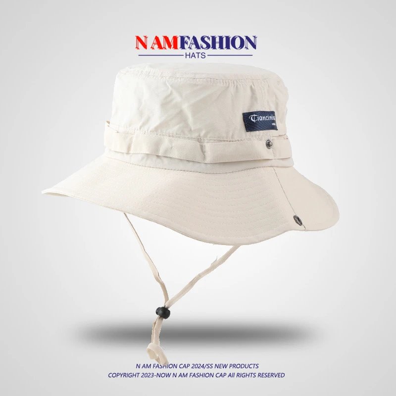 Design N AM Fashion Bucket Hat Beige Outdoor Hat Bucket Hat - 5