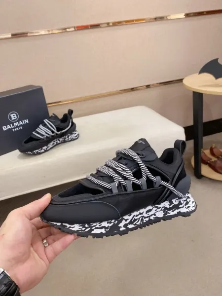 Balmain B-Mesh Sneakers Black and White Camo Chunky Sneakers - 3