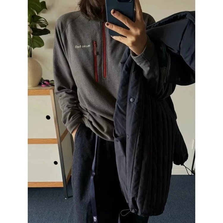 Design Fleece Zip-Up Jacket Navy Outerwear.jacket - 8