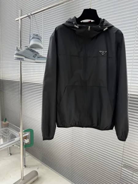 Prada Re-Nylon Hooded Windbreaker Black Outerwear - 9