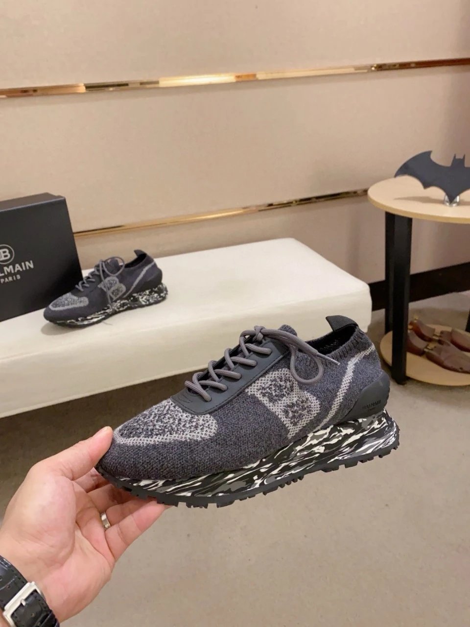 Balenciaga Track Trainer Gray Knit with Marble Sole Sneakers Chunky Sneakers - 8