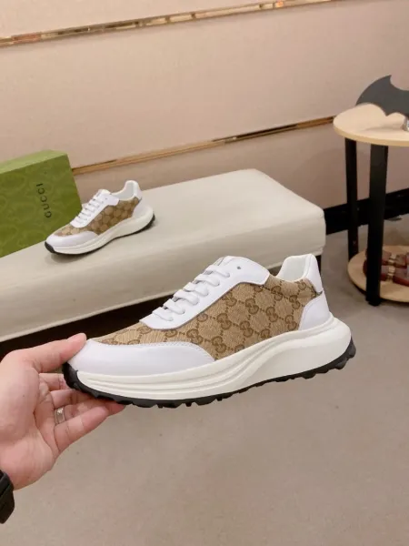 Gucci Rhyton GG Canvas Beige and White Chunky Sneakers - 8