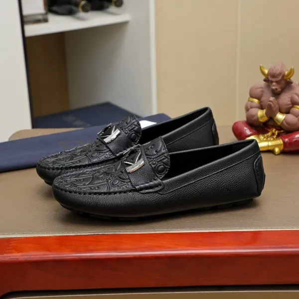 Dior Oblique Embossed Loafer Black Leather Loafers - 7
