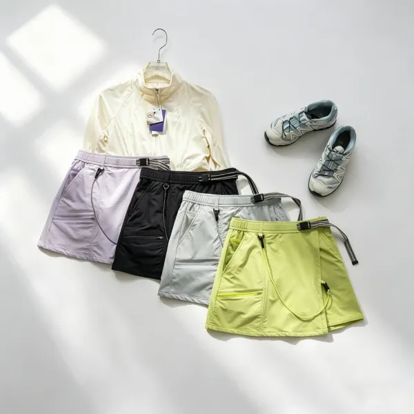 Design Wrap Skirt Shorts Lime Green Functional Sporty Shorts - 6
