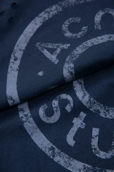 Acne Studios Distressed Logo Print Long-Sleeve T-Shirt Navy - 23