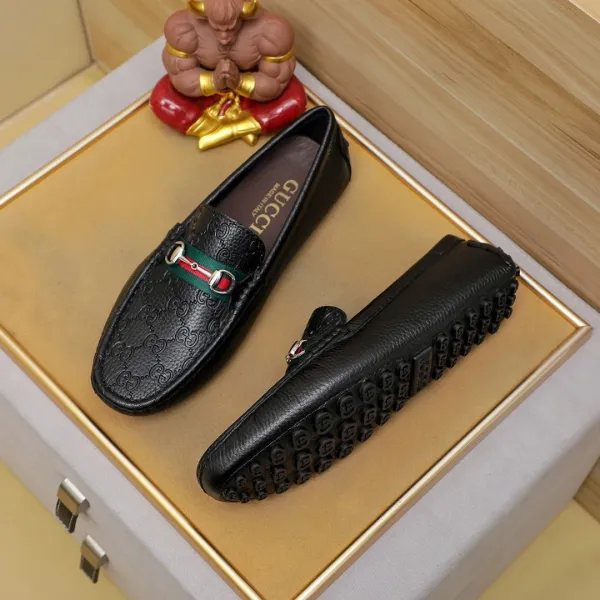 Gucci Horsebit Loafer Black Guccissima Leather Loafers - 6