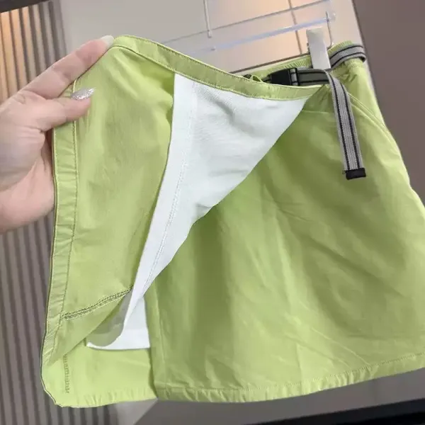 Design Wrap Skirt Shorts Lime Green Functional Sporty Shorts - 13