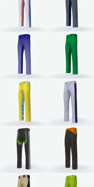 Design Baseball Pants White with Lime Green Panels - 21