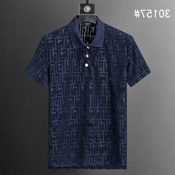Design Geometric Pattern Navy Polo Shirt - 1