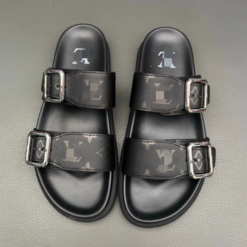 Louis Vuitton Monogram Slide Sandals Black Slippers
