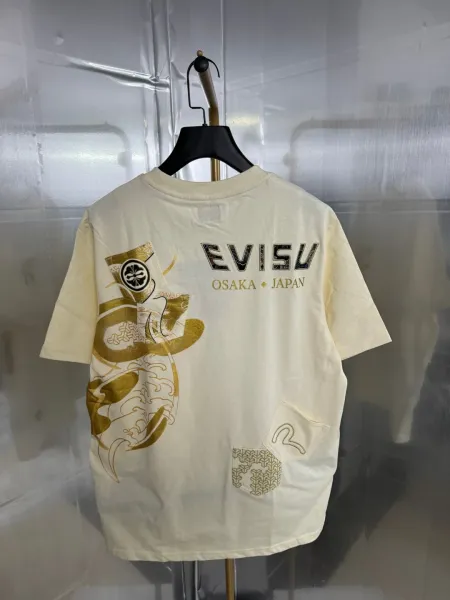 Evisu Gold Wave Print T-Shirt Beige - 1