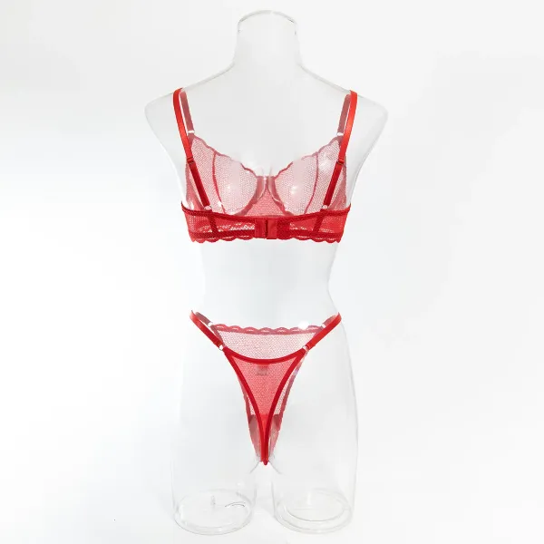 Design Maison de Reefur Black Mesh Lace Bra and Thong Set Underwear - 42
