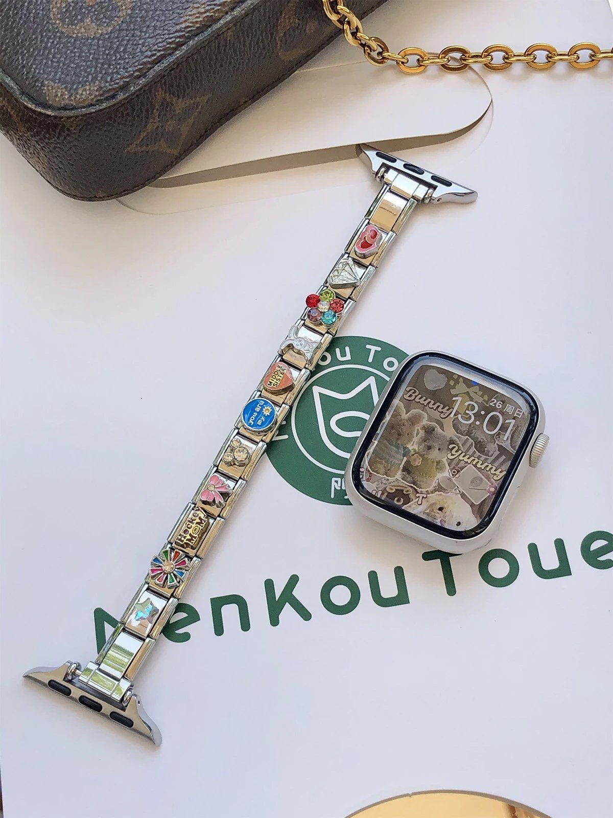 Apple Watch with Custom Charm Bracelet Strap Silver Smartwatch Smartwatches